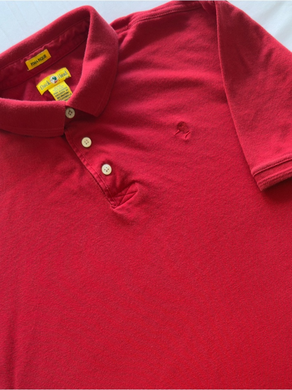 Vintage Duck Head Bright Red Short Sleeve Polo Size XL